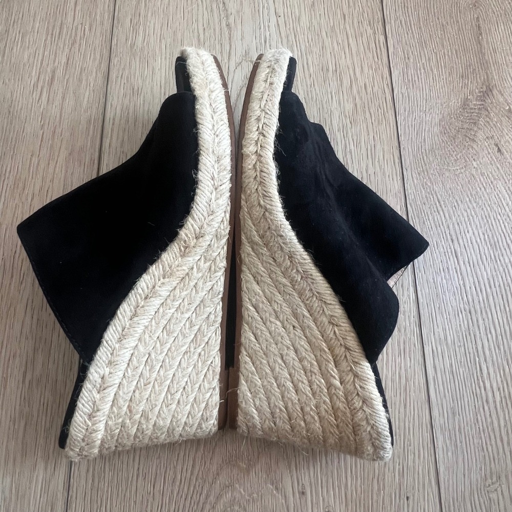 Stuart Weitzman Suede Espadrille Wedge Mules Open Toe Sandals. Black. Womens 8.5 - Picture 5 of 10